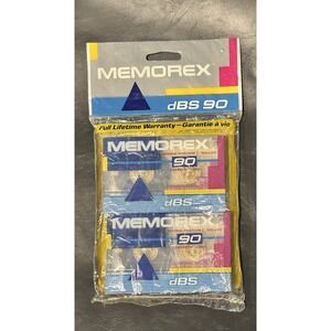 MEMOREX DBS 90 Normal Position I Blank Audio Cassette Tapes NEW 2 Pack NOS Retro